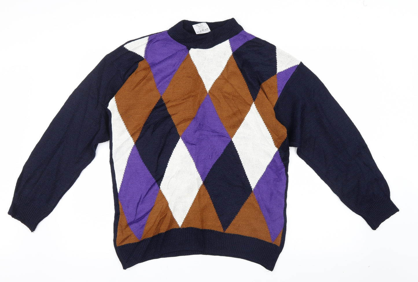 Kays Womens Blue Argyle/Diamond Knit Pullover Jumper Size 10