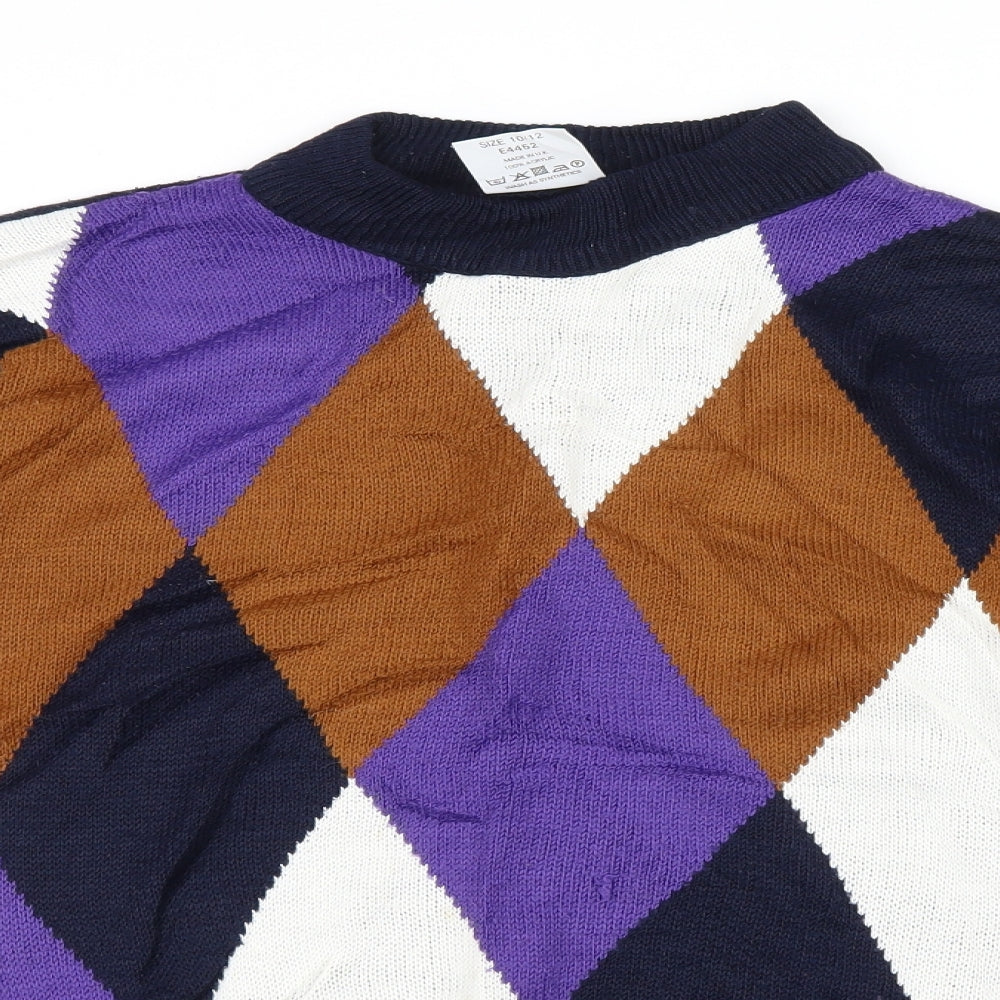 Kays Womens Blue Argyle/Diamond Knit Pullover Jumper Size 10