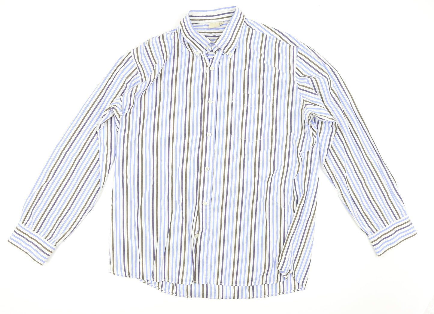 Cotton Traders Mens Blue Check   Button-Up Size L