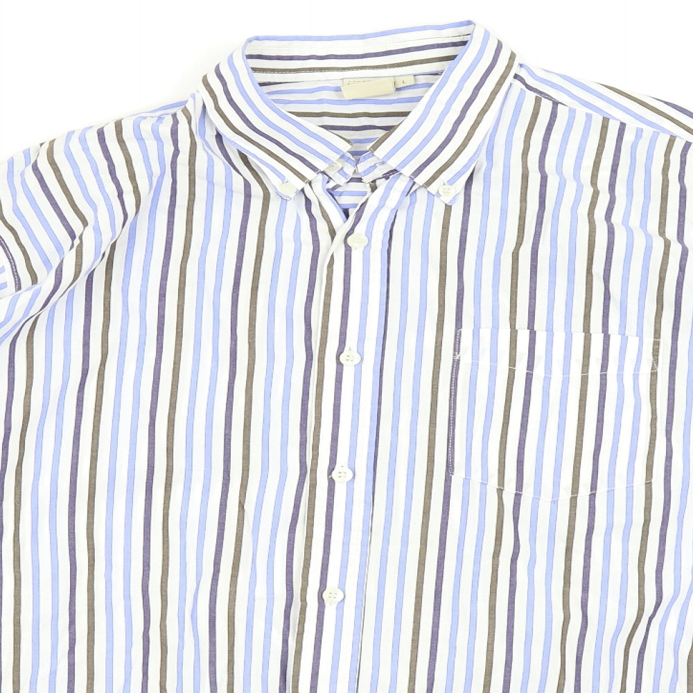Cotton Traders Mens Blue Check   Button-Up Size L