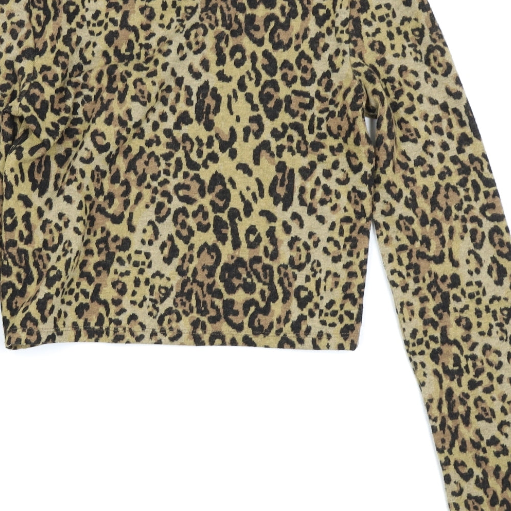 Zara Womens Brown Animal Print  Basic T-Shirt Size 6