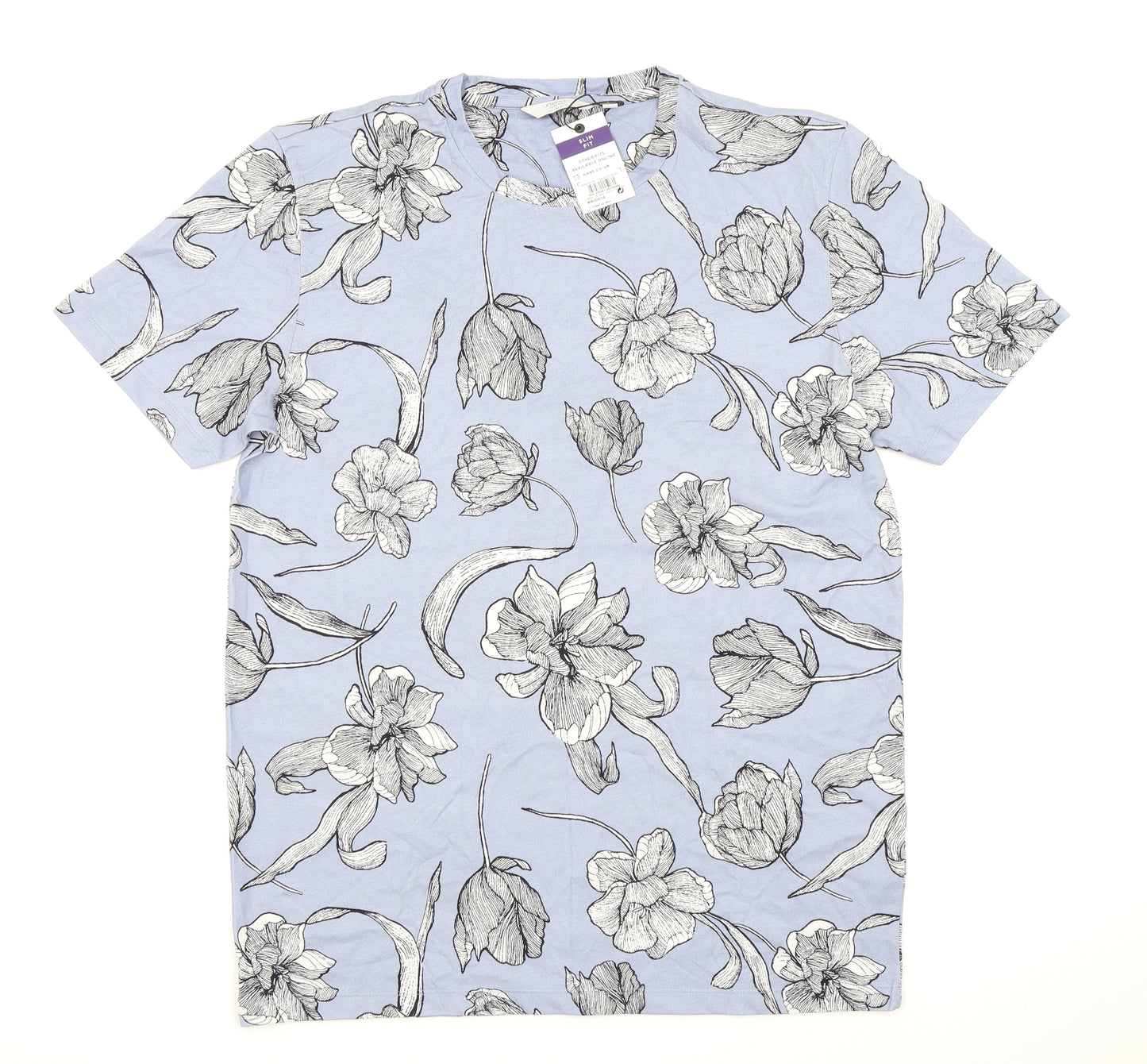 NEXT Mens Grey Floral   T-Shirt Size L