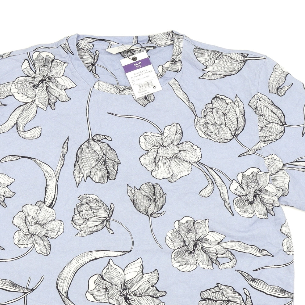 NEXT Mens Grey Floral   T-Shirt Size L