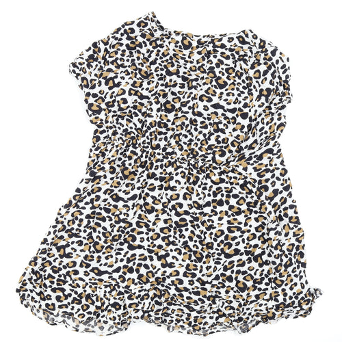 Preworn Womens White Animal Print  Basic T-Shirt Size 3XL