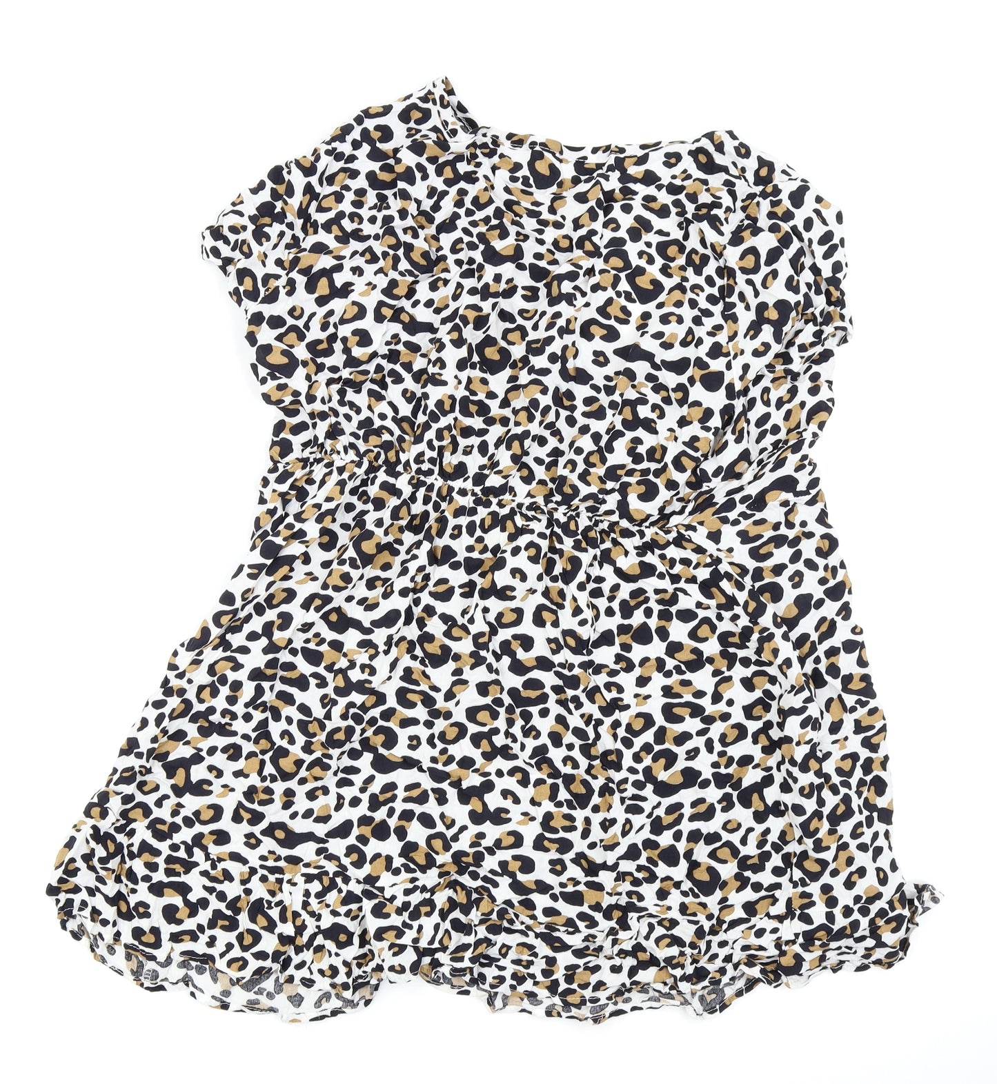 Preworn Womens White Animal Print  Basic T-Shirt Size 3XL