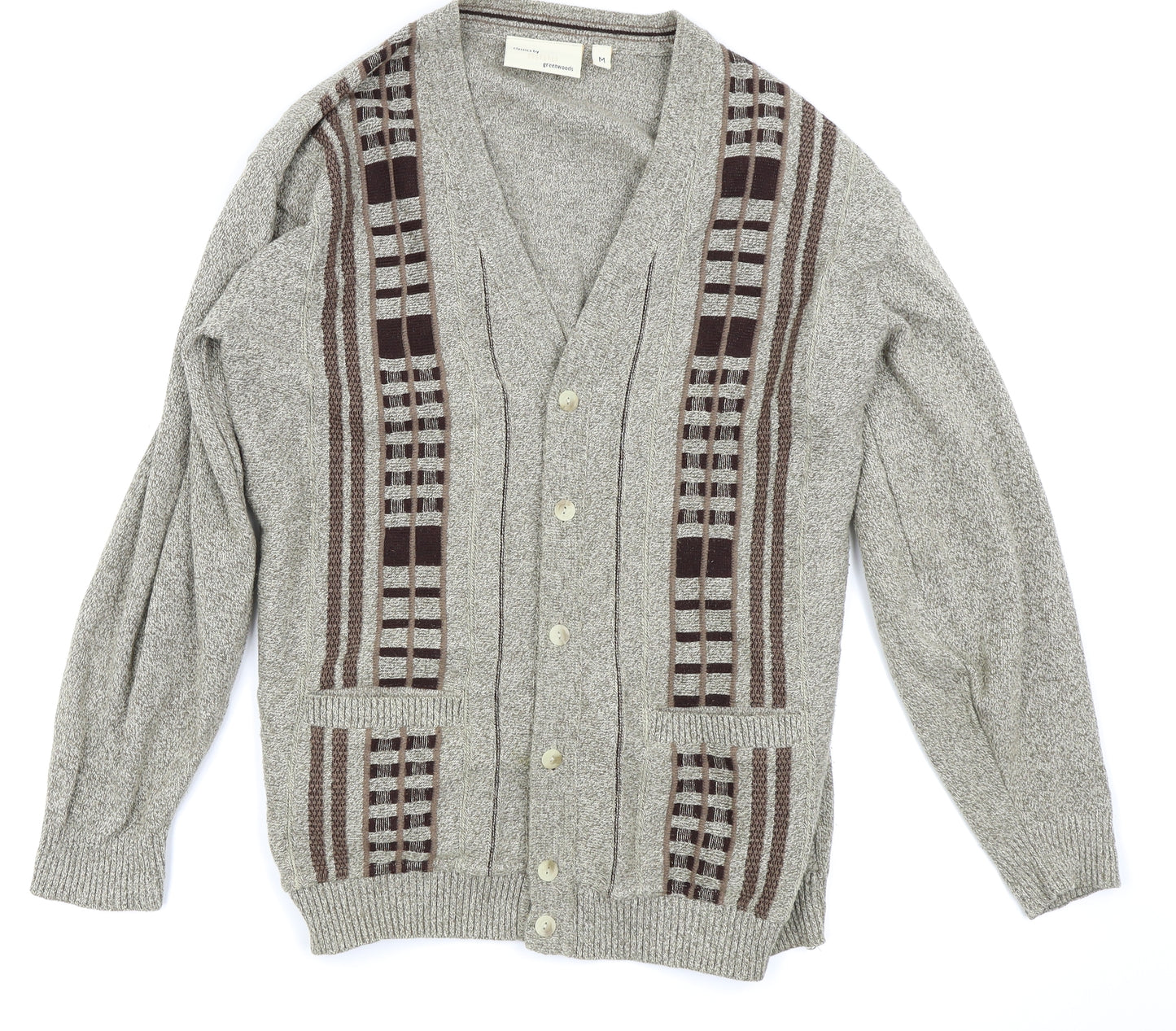 CLASSICS BY GREENWOODS Mens Brown   Cardigan Jumper Size M