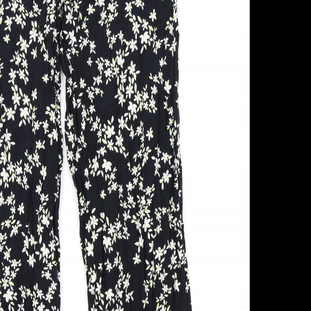 F&F Womens Black Floral  Trousers  Size 10 L23 in
