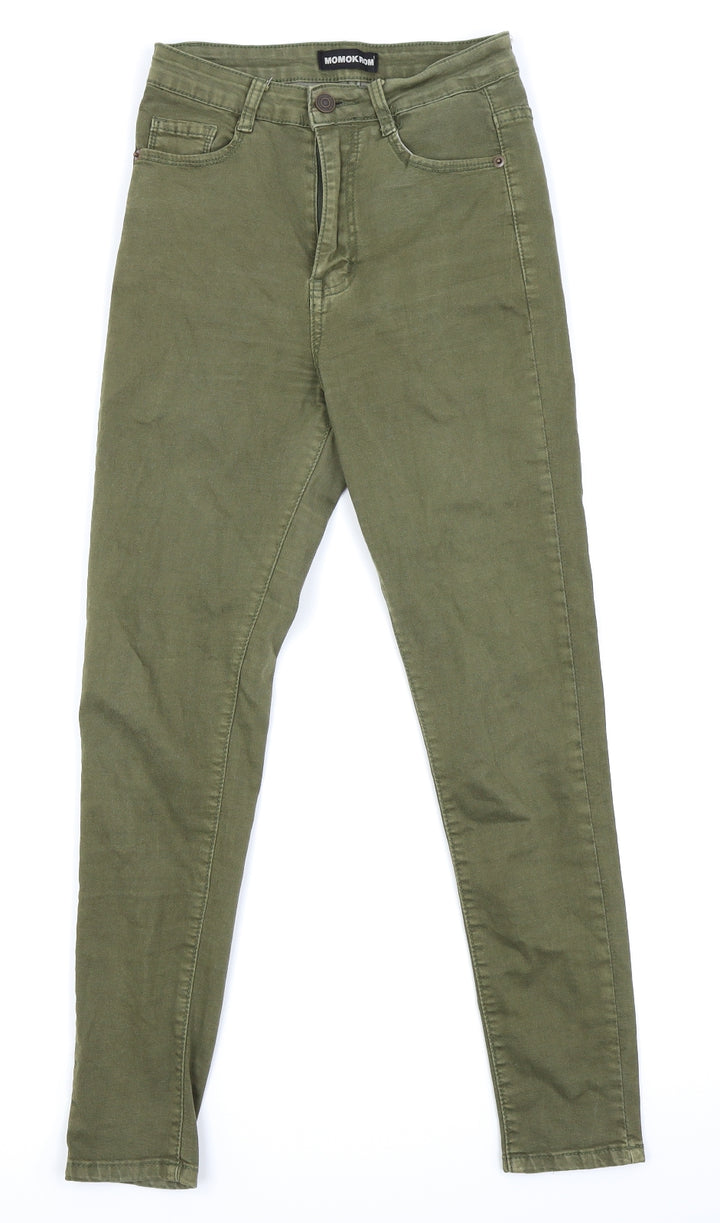 MOMOKROM Womens Green Skinny Jeans Size 6 L24 in