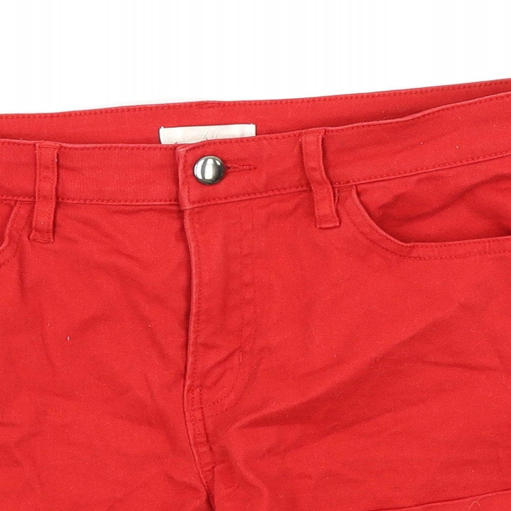 H&M Womens Red   Hot Pants Shorts Size 8 - denim shorts