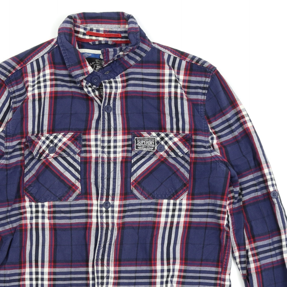 Superdry Mens Blue Check   Button-Up Size L