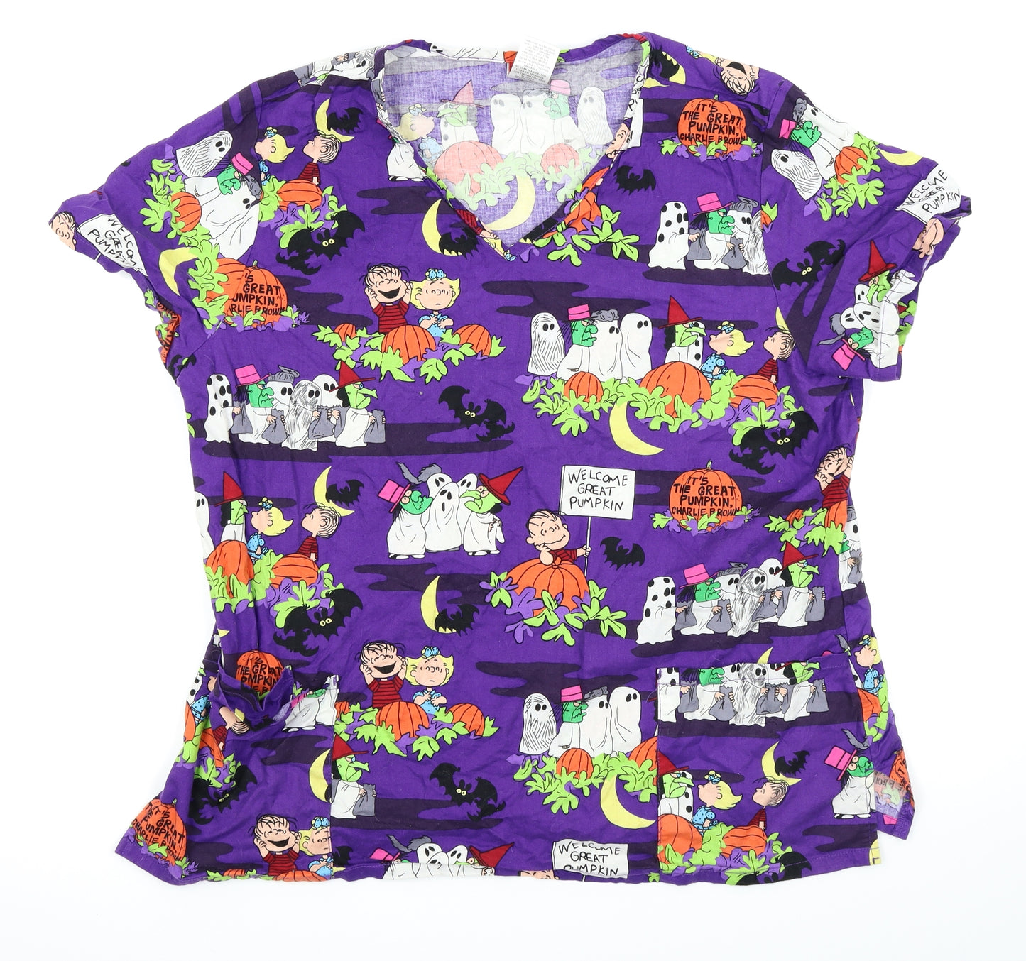 Peanuts Womens Purple   Tunic T-Shirt Size XL  - Halloween
