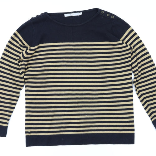 ewn Womens Brown Striped  Pullover Jumper Size M