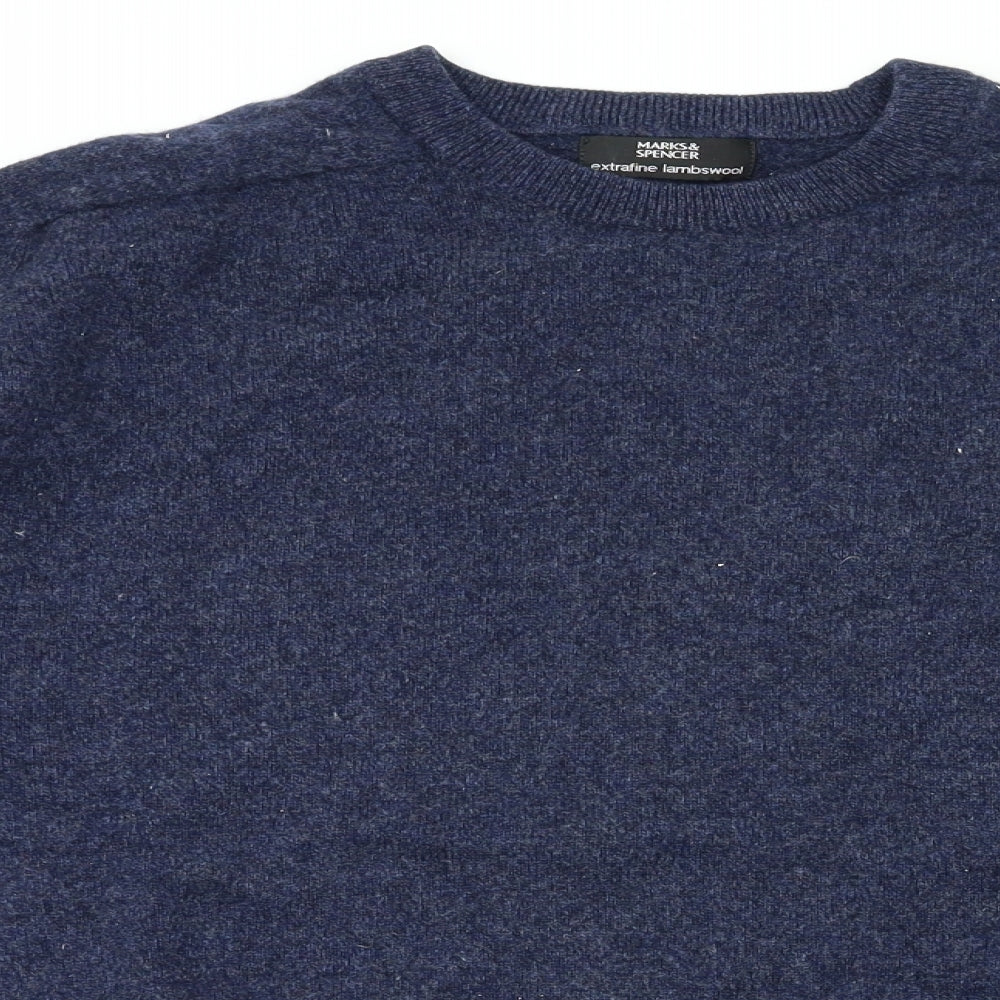 M&S Mens Blue   Pullover Hoodie Size L