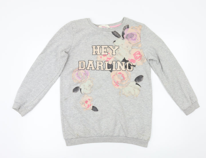 H&M Girls Grey Pullover Sweatshirt Size 13-14 Years