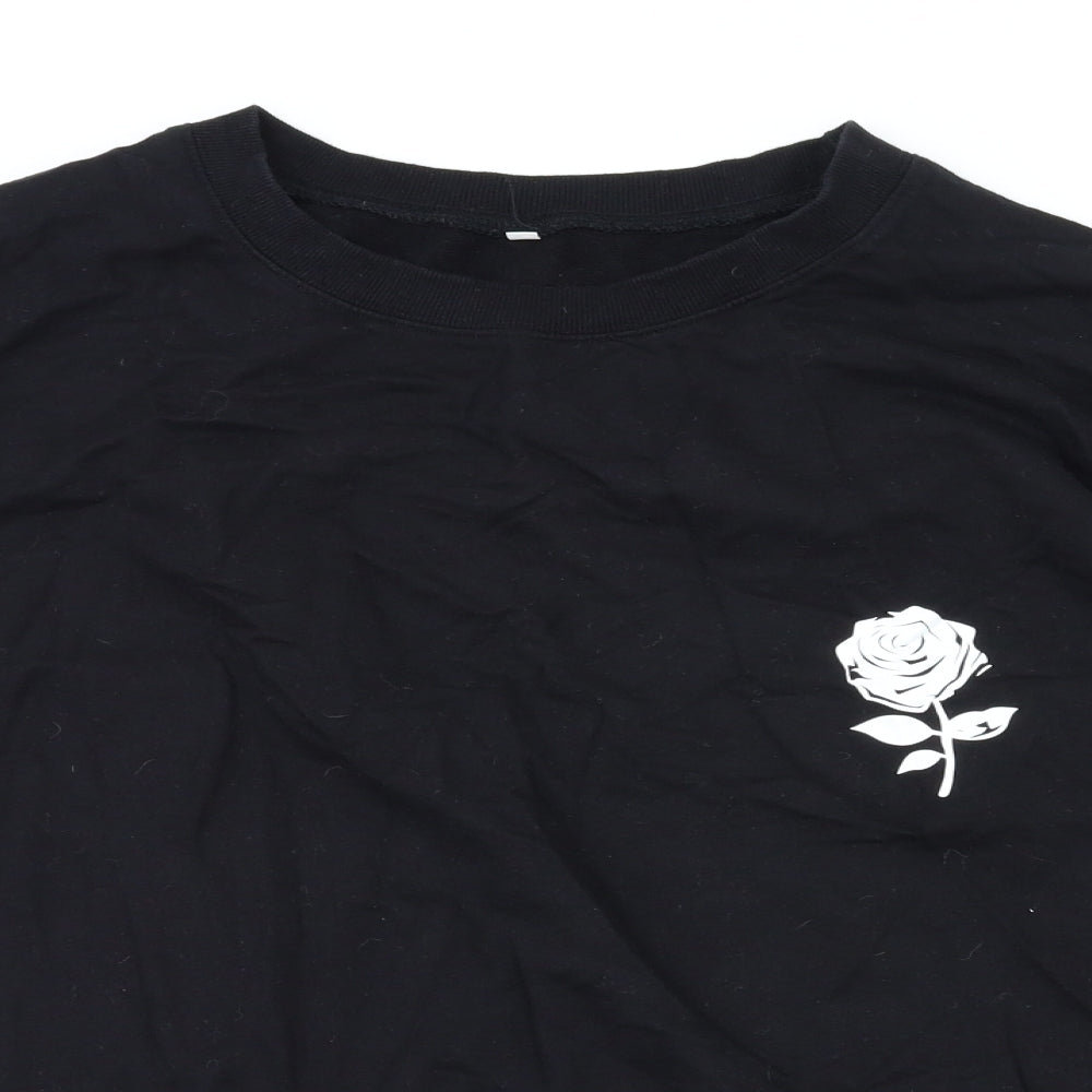 shein  Womens Black Floral  Pullover Hoodie Size 2XL