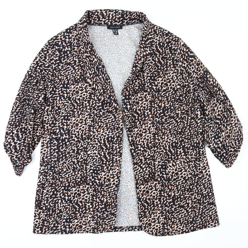 New Look Womens Black Animal Print  Jacket Blazer Size 14