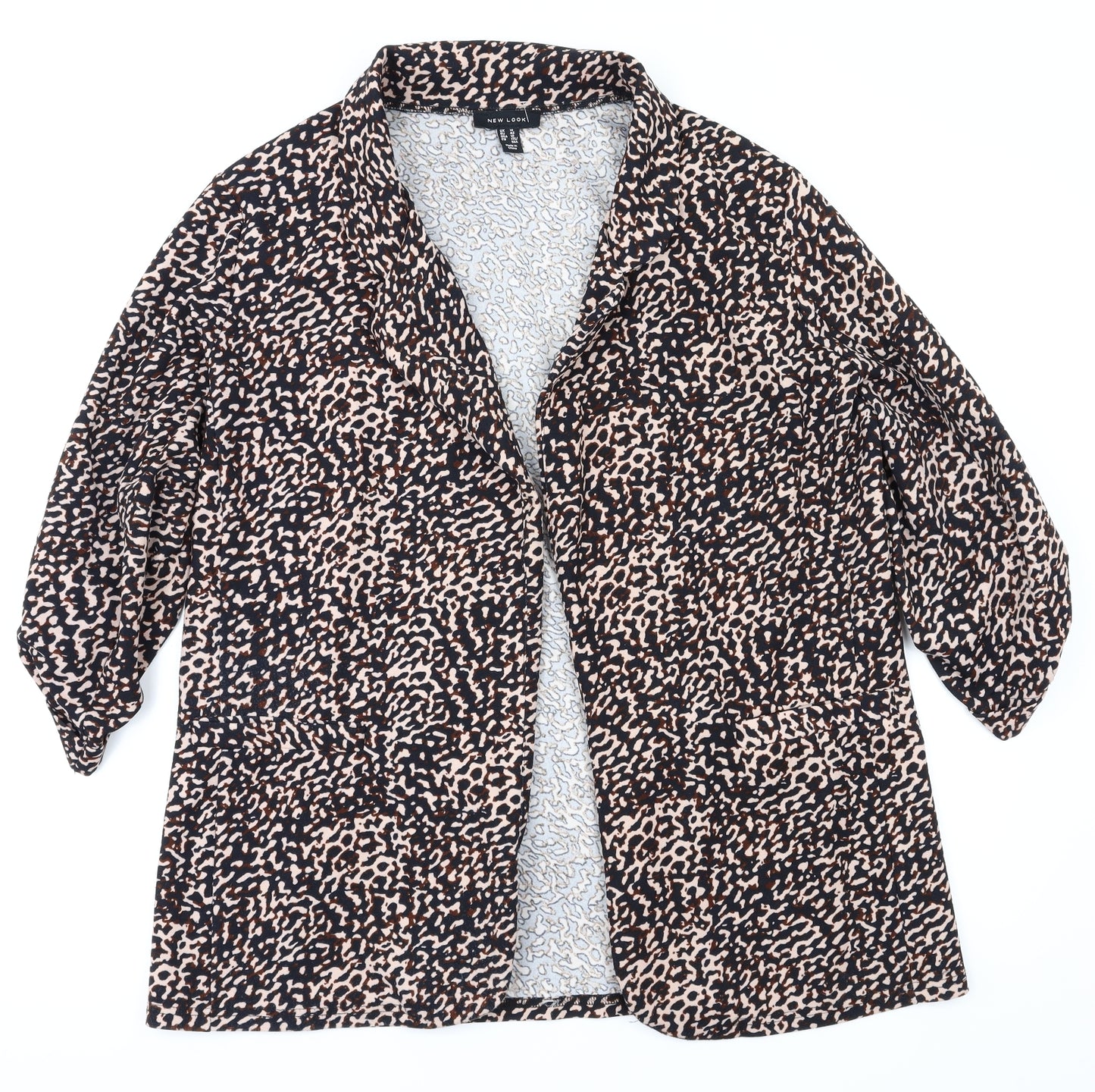 New Look Womens Black Animal Print  Jacket Blazer Size 14