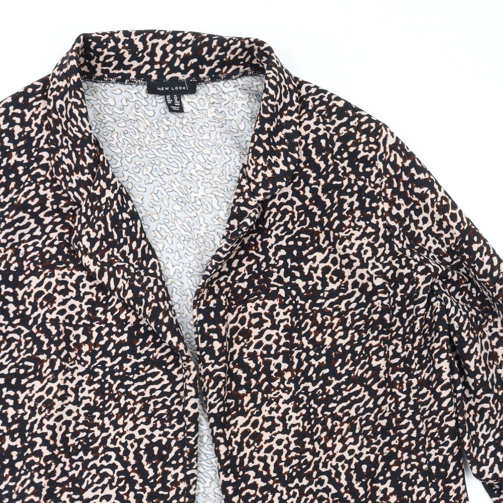 New Look Womens Black Animal Print  Jacket Blazer Size 14