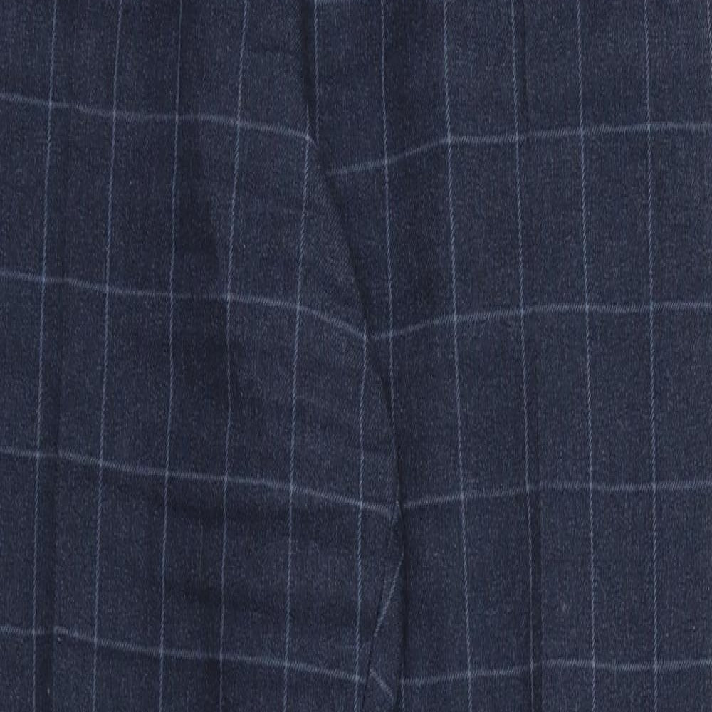 M&S Womens Blue Check  Trousers  Size 16 L30 in