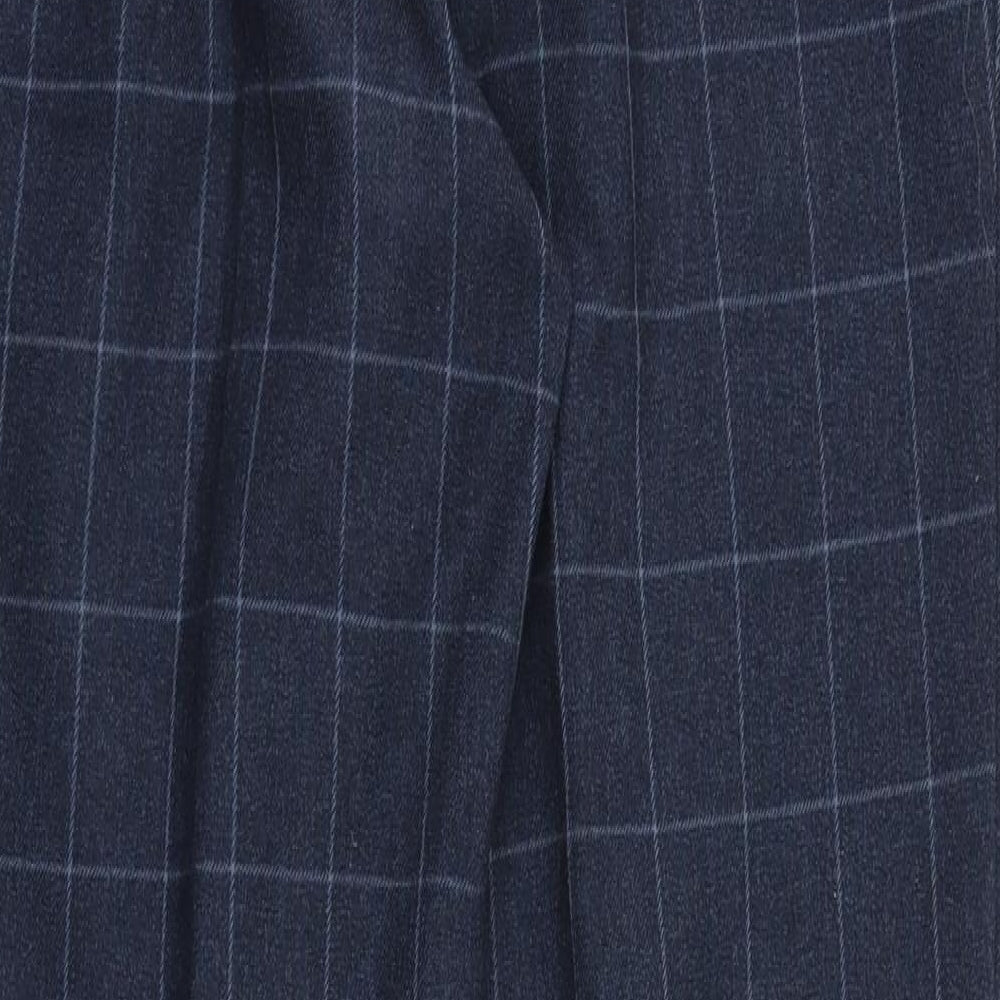 M&S Womens Blue Check  Trousers  Size 16 L30 in