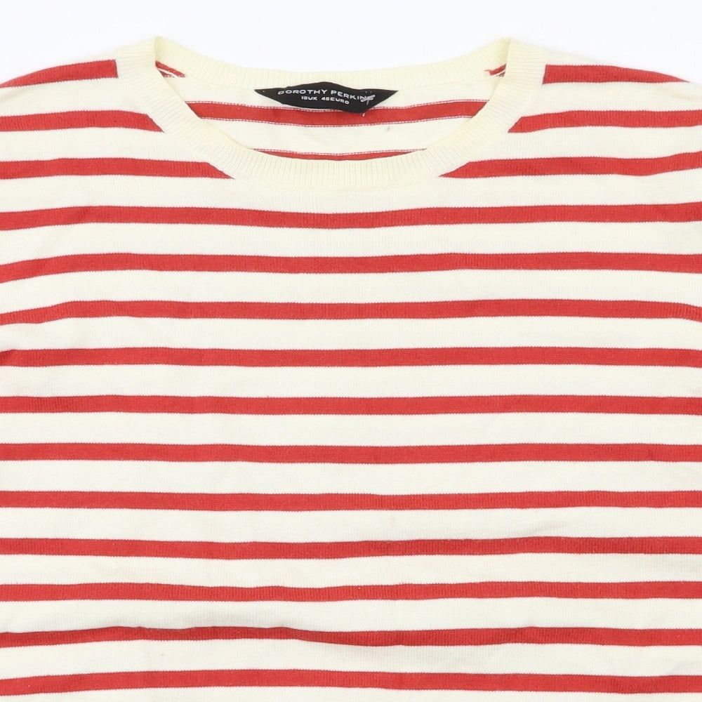 Dorothy Perkins Womens Red Striped  Basic T-Shirt Size 18