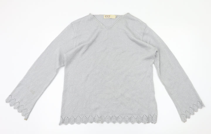 EWM Womens Silver Basic T-Shirt Size M