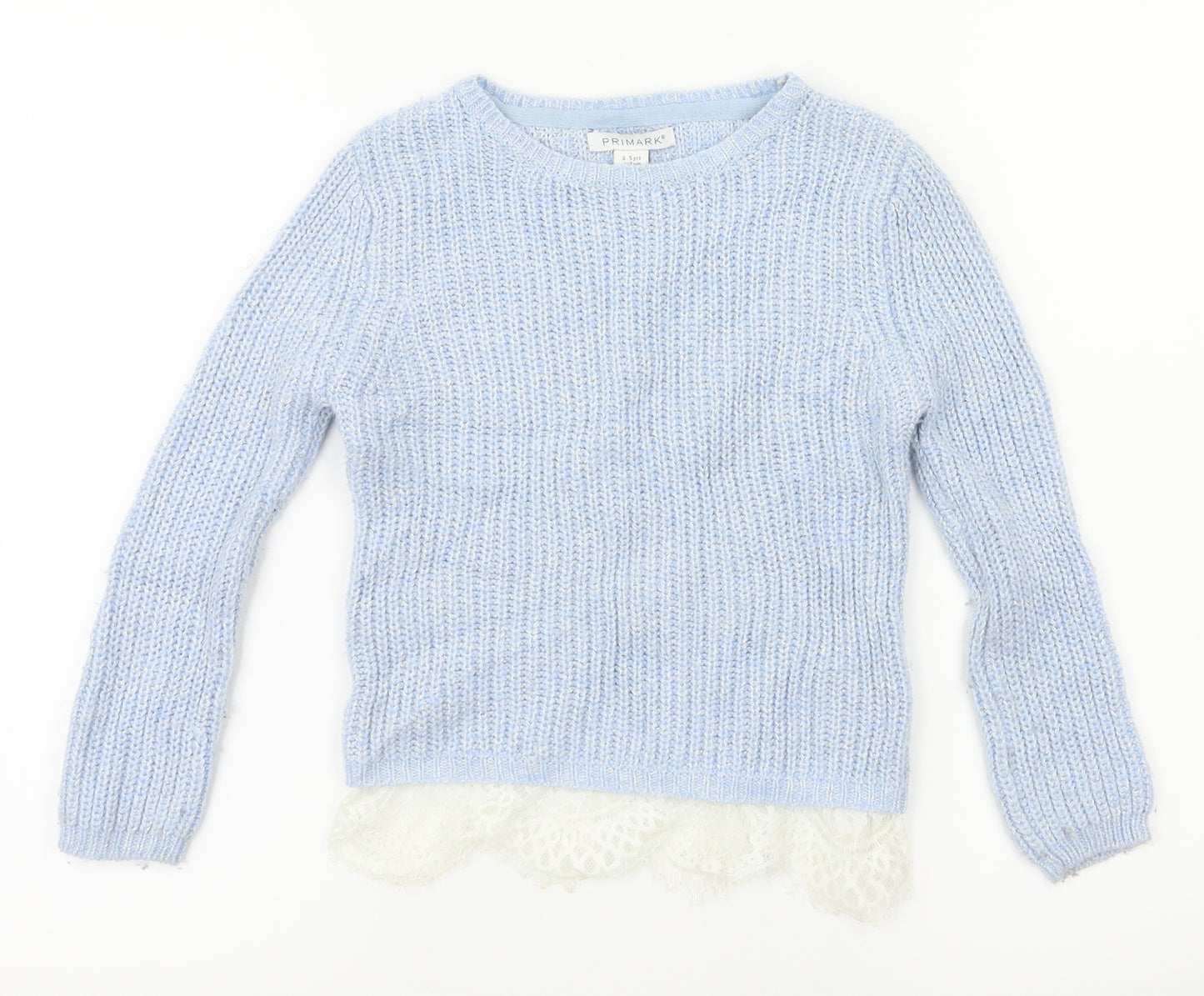 Primark  Girls Blue Houndstooth  Pullover Hoodie Size 4-5 Years