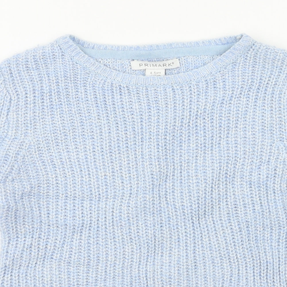 Primark  Girls Blue Houndstooth  Pullover Hoodie Size 4-5 Years