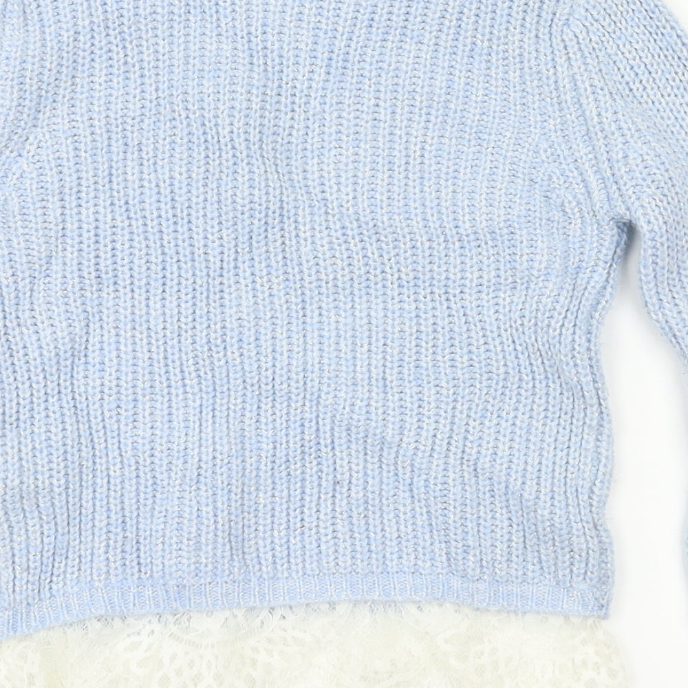 Primark  Girls Blue Houndstooth  Pullover Hoodie Size 4-5 Years