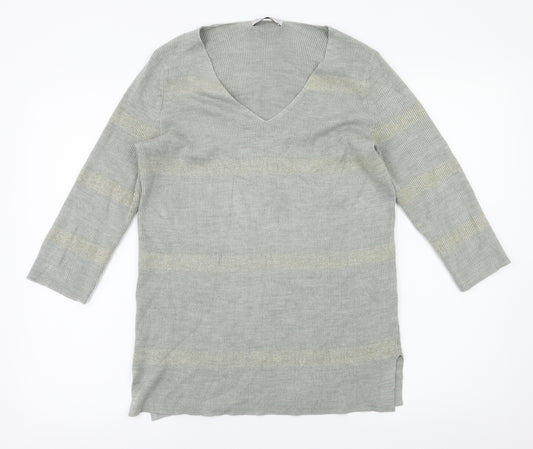 Front view of Marks & Spencer women’s grey basic t-shirt, size UK 8