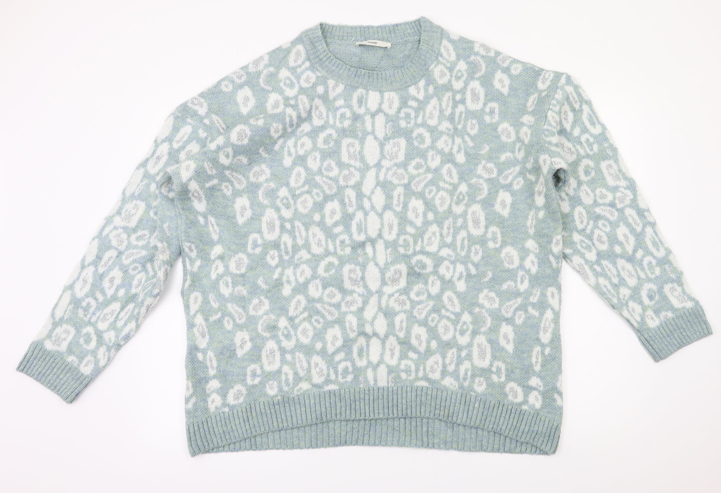 Asda George Womens Blue Animal Print  Pullover Jumper Size 16