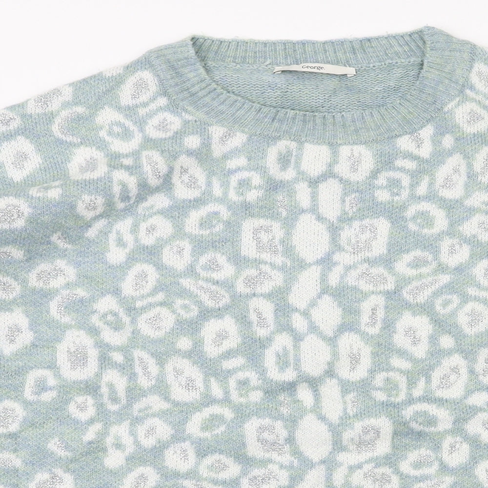Asda George Womens Blue Animal Print  Pullover Jumper Size 16