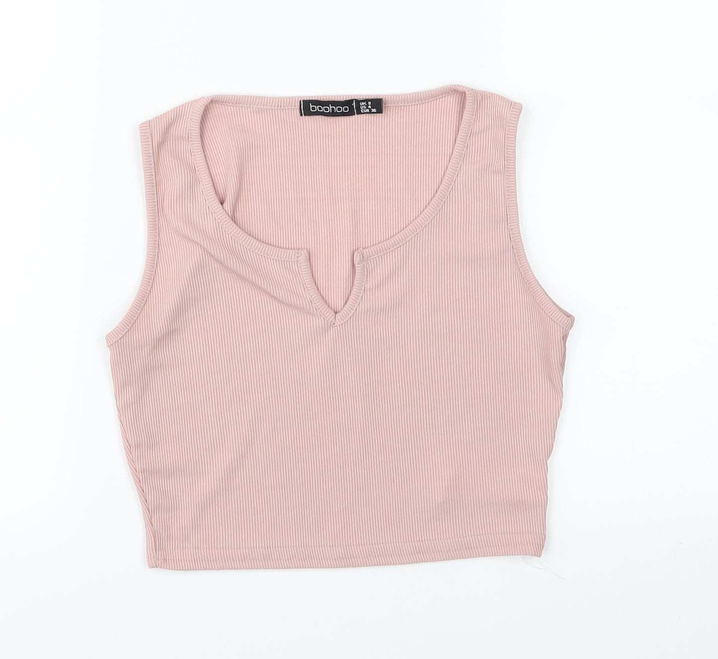 Boohoo Womens Pink  Jersey Cropped Tank Size 8