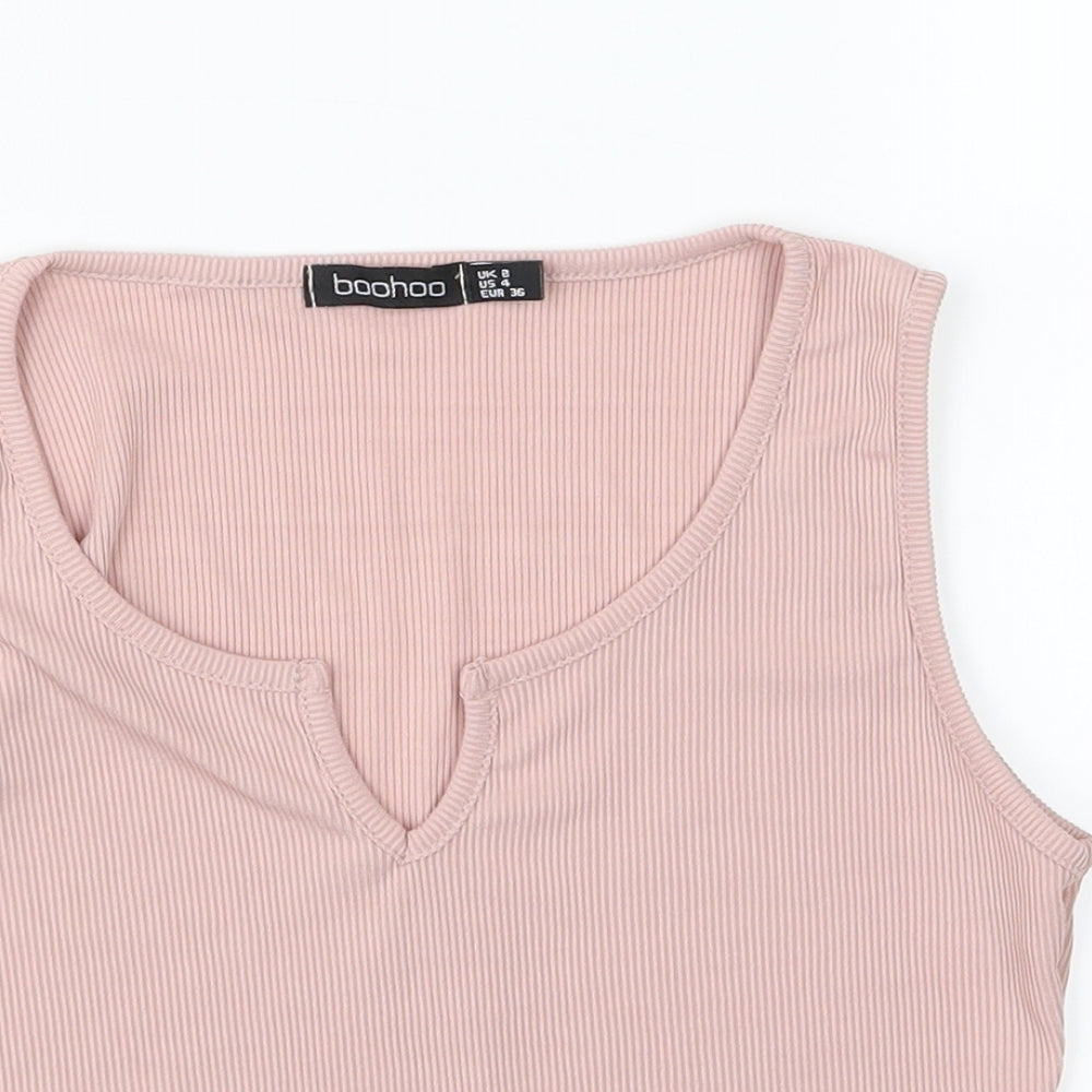 Boohoo Womens Pink  Jersey Cropped Tank Size 8