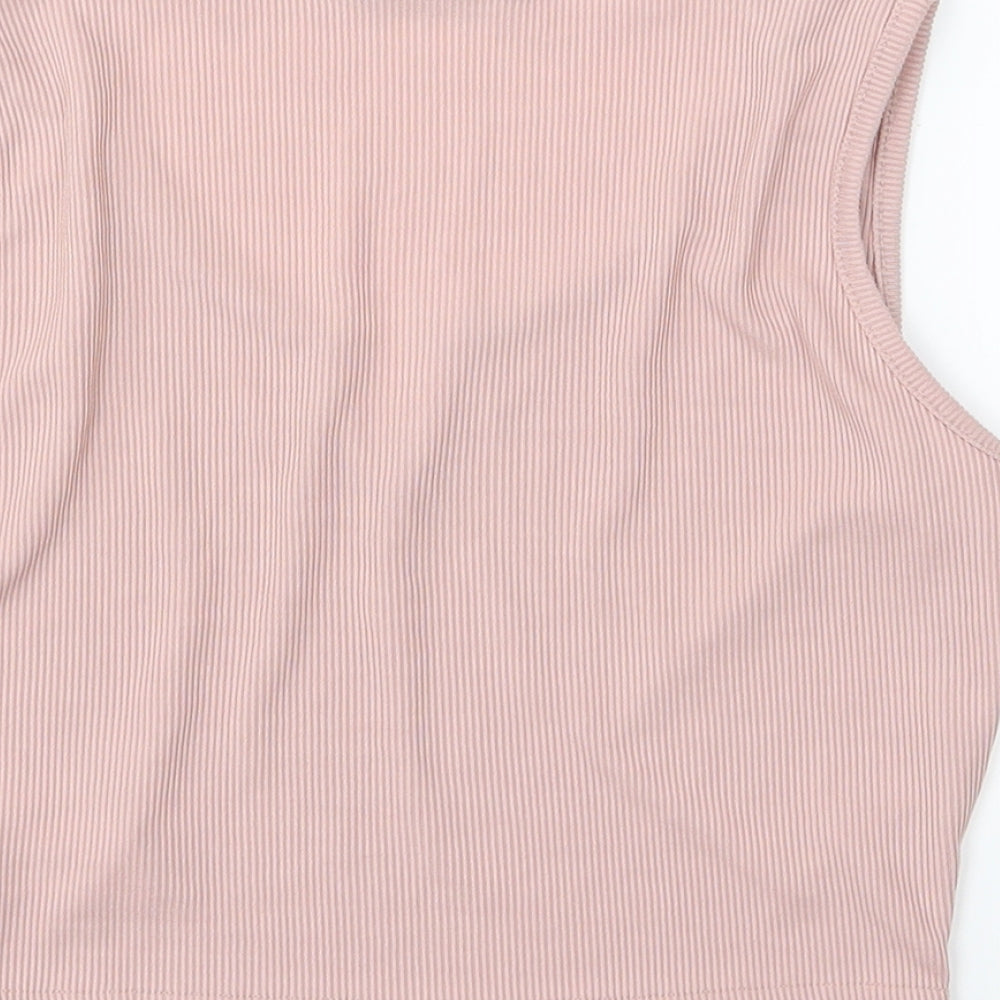 Boohoo Womens Pink  Jersey Cropped Tank Size 8