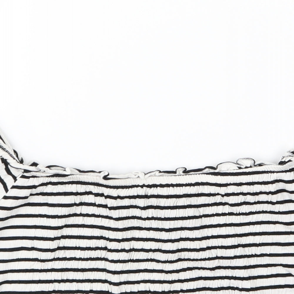 New Look Womens Black Striped Jersey Cropped T-Shirt Size 14