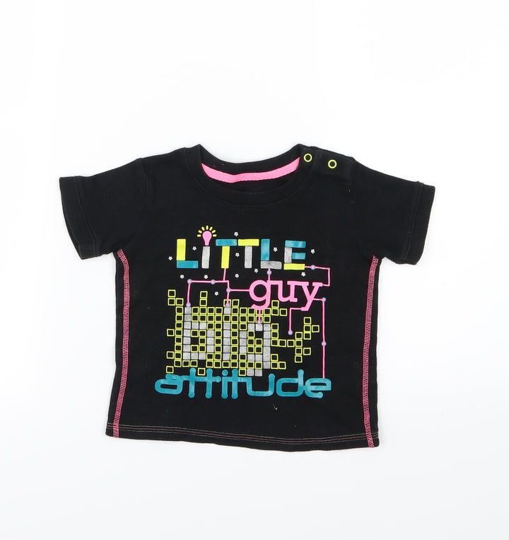 George Boys Black  Jersey Basic T-Shirt Size 12-18 Months  - Little guy attitude