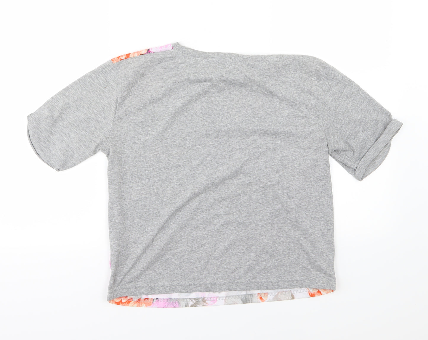 Atmosphere Womens Grey Floral Jersey Cropped T-Shirt Size 10