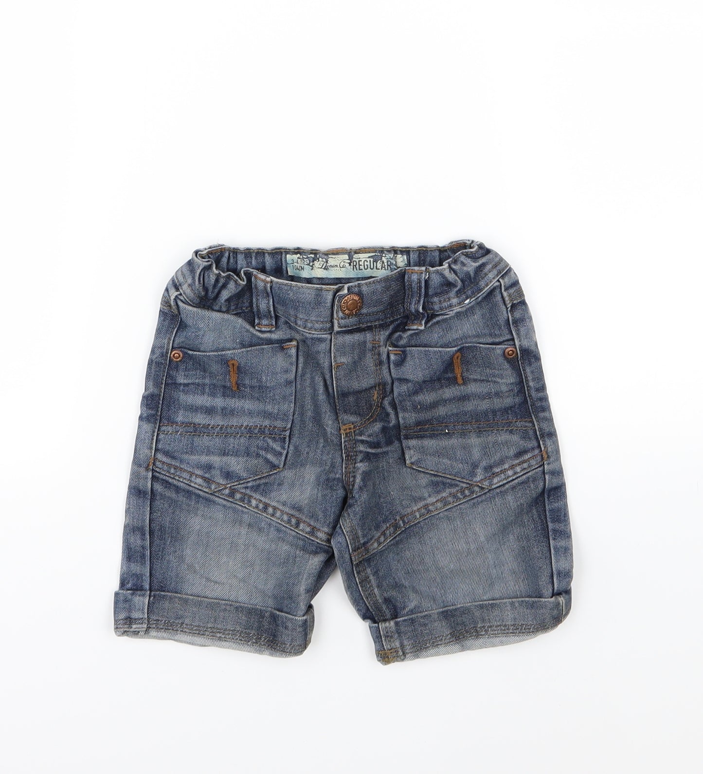 Denim & Co. Boys Blue  Denim Chino Shorts Size 3-4 Years