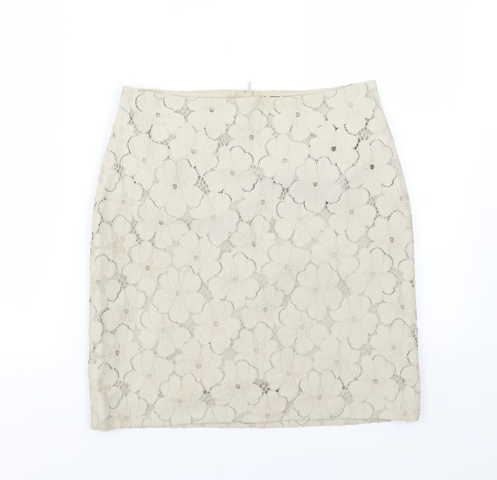 Ann Taylor Womens Beige Floral  A-Line Skirt Size 6