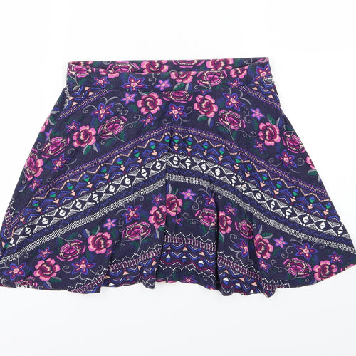 Young Dimension Girls Purple Floral Jersey A-Line Skirt Size 10-11 Years