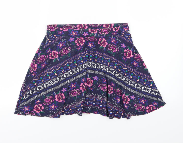 Young Dimension Girls Purple Floral Jersey A-Line Skirt Size 10-11 Years