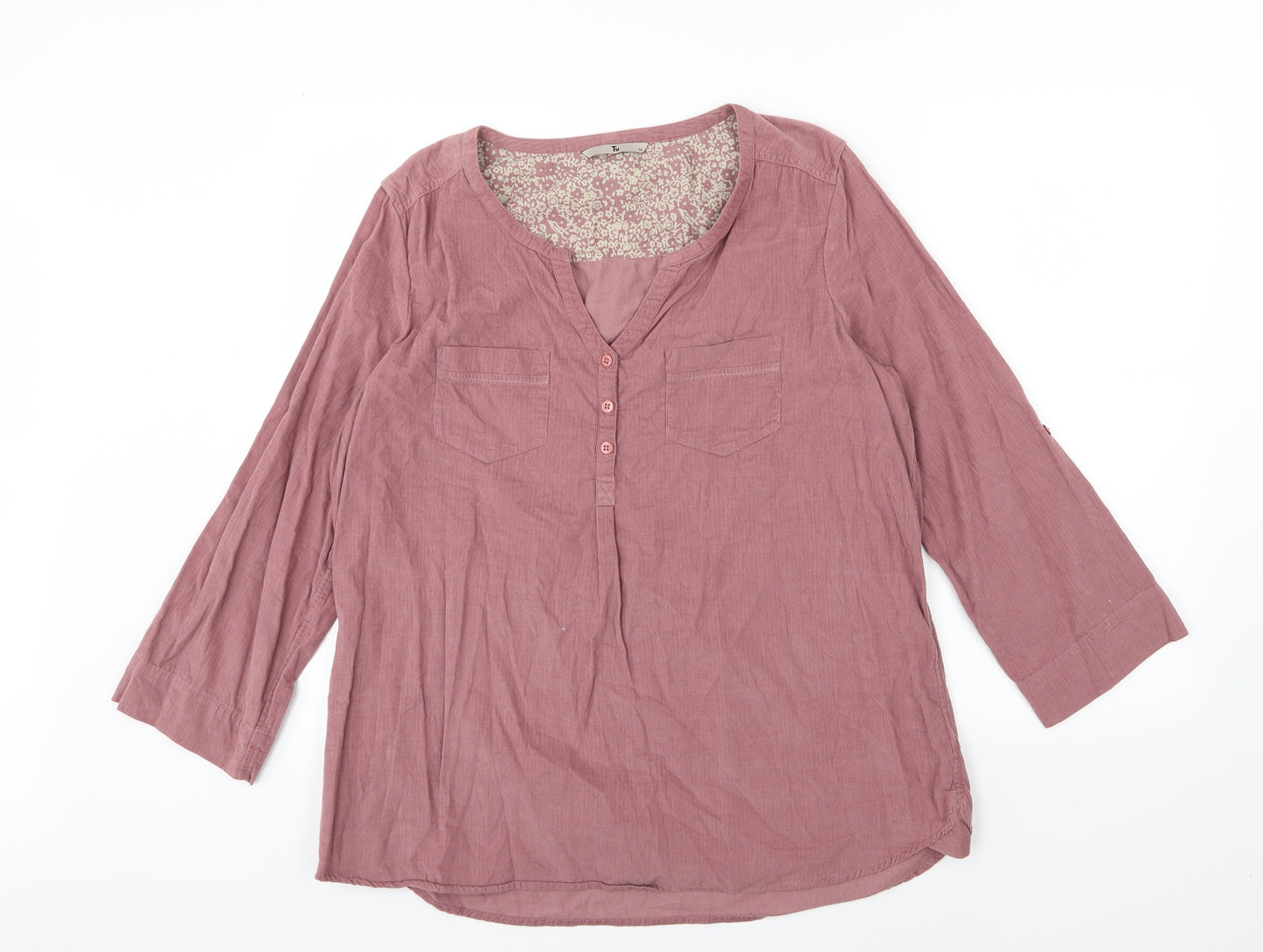 TU Womens Purple  Corduroy Basic T-Shirt Size 16