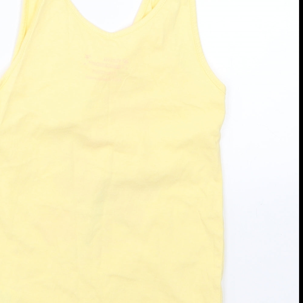 Young Dimension Girls Yellow Floral Jersey Basic Tank Size 7-8 Years  - Butterfly