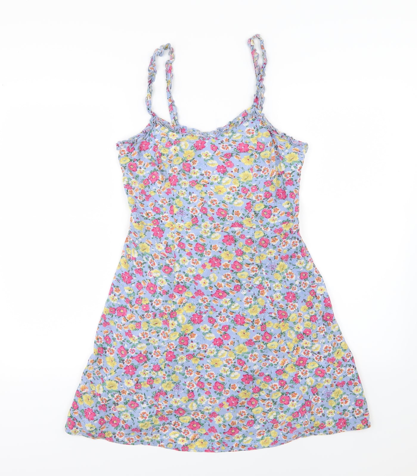 New Look Womens Blue Floral Jersey A-Line  Size 10