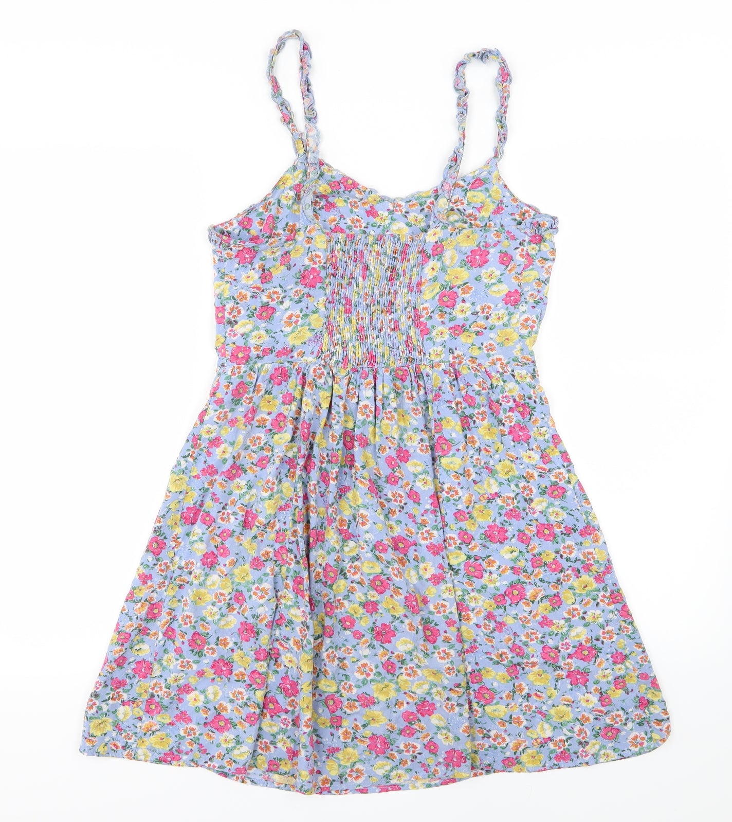 New Look Womens Blue Floral Jersey A-Line  Size 10