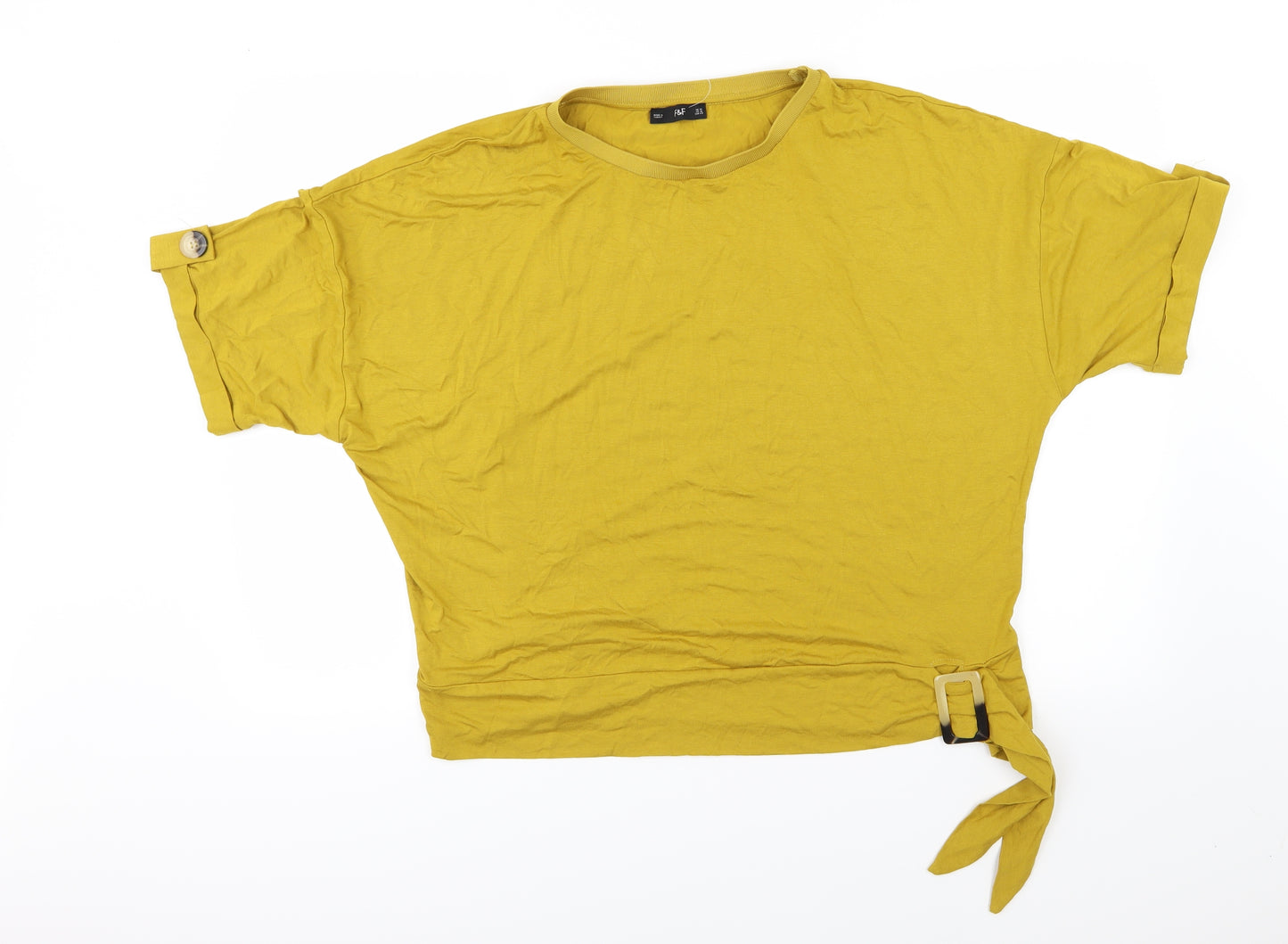 F&F Womens Yellow  Jersey Basic T-Shirt Size 14
