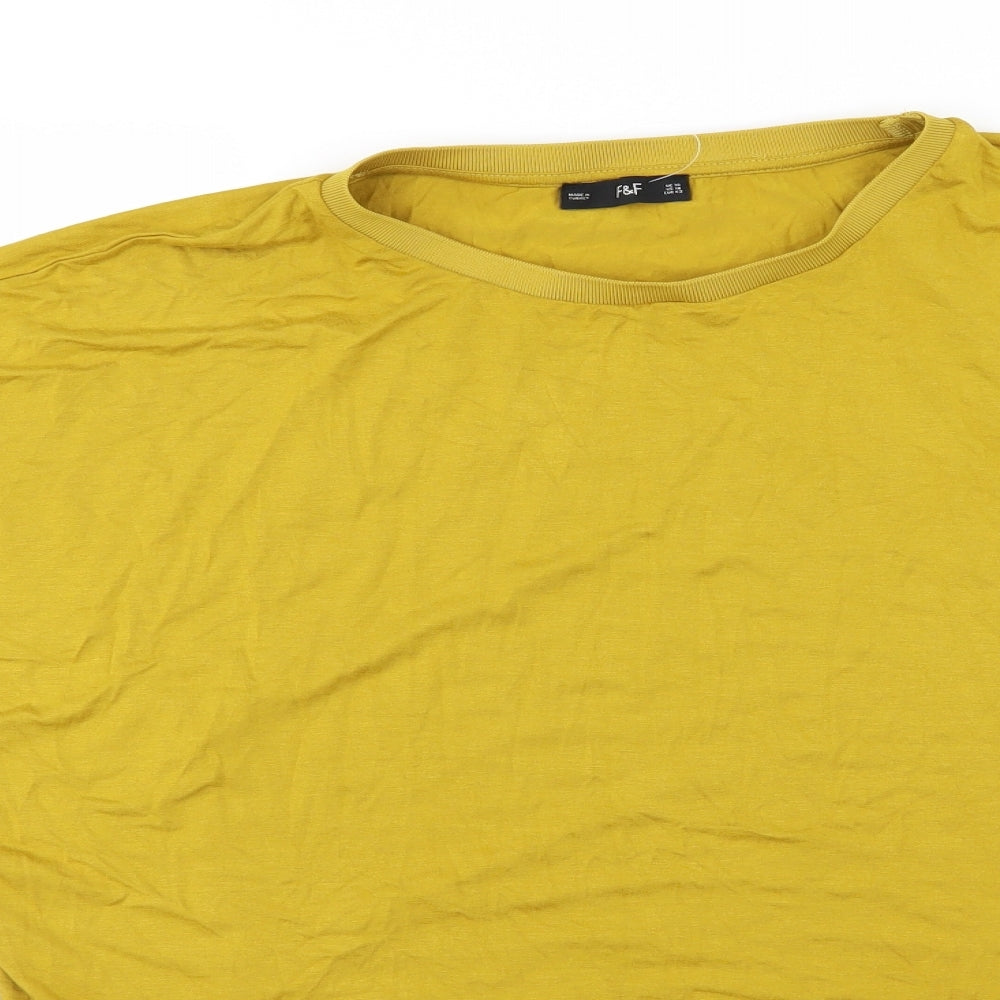 F&F Womens Yellow  Jersey Basic T-Shirt Size 14