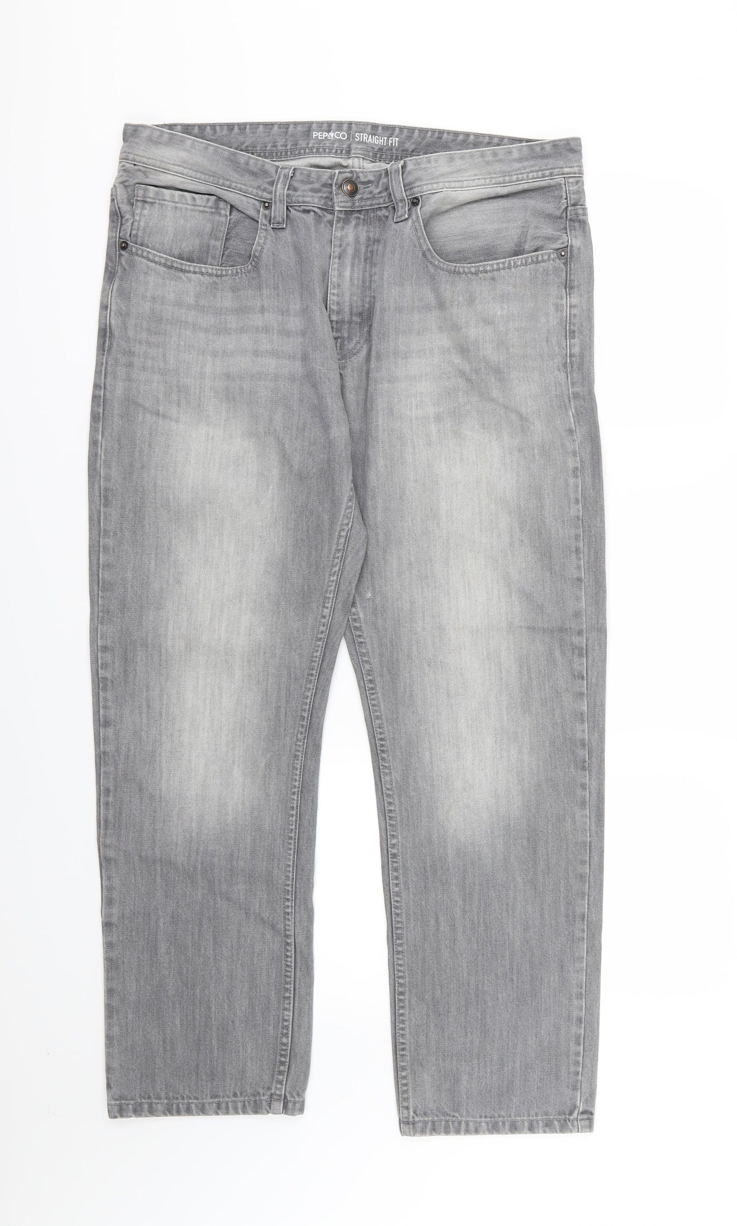 Pep&Co Mens Grey  Denim Straight Jeans Size 38 L30 in
