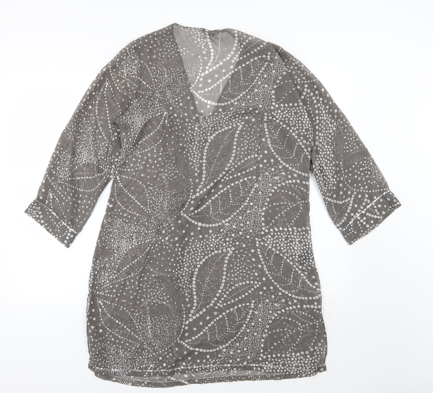 Jasper Conran Womens Grey Polka Dot Chiffon Basic Blouse Size 16  - Sequin